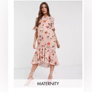 ASOS Maternity Pink Floral Midi Dress